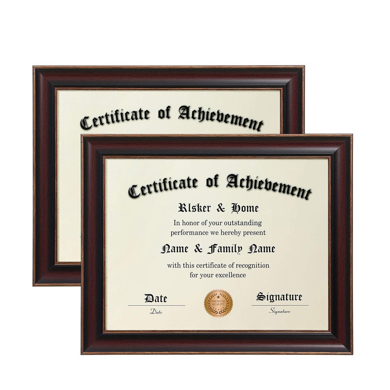 ELSKER&HOME 8.5x11 Certificate Frame - Classic Cherry Wood Color - 2.0 mm Panels - Only 8.5x11 Inch Without Mat - for Document/Photo (2 Pack) - Image 1